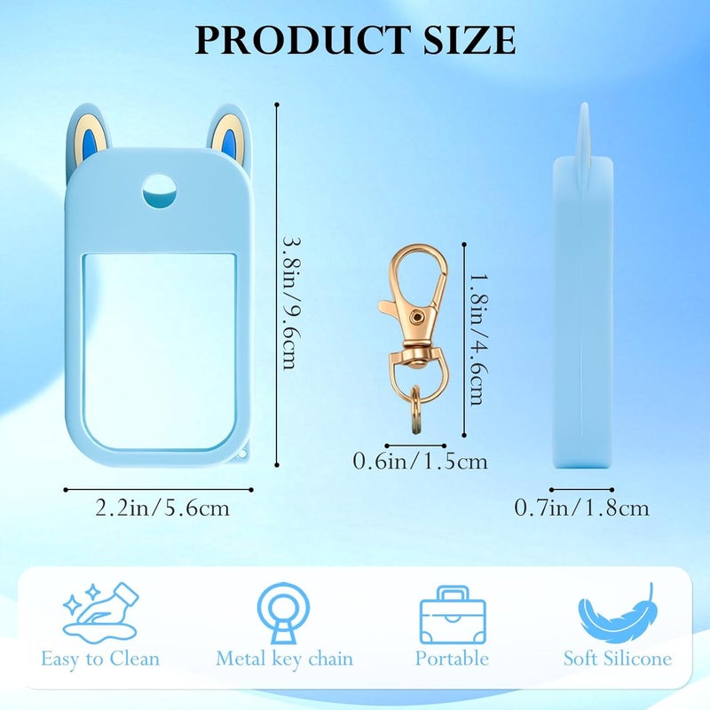 KCMOSGI 3 Pack Protective Silicone Case for Touchland Hand Sanitizer With Keychain(Fit for 1 FL OZ/30 mL Ver), Cute Ears Case Keychain(White, Pink, Blue) - Image 2